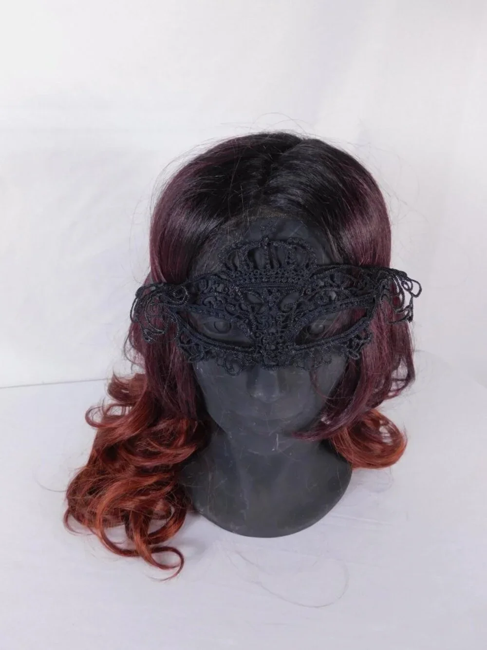 Mask Headpiece Womens One Size Black Lace Floral Embroidered Party Formal